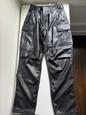 rag & bone Black Faux Leather Cargo Pants
